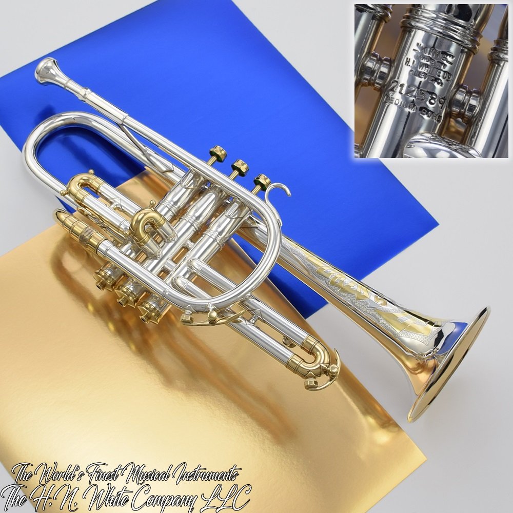 1938 Vintage King H N White Silver Tone Master Model Cornet SN 212589 1938-vintage-king-h-n-white-silver-tone-master-model-cornet-sn-212589